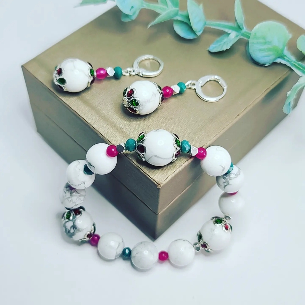 Howlite , Agate set - Picture 3 of 4